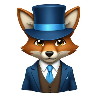 Brown fox dressed as a millionaire using dark blue tuxedo and light blue ties  sticker
