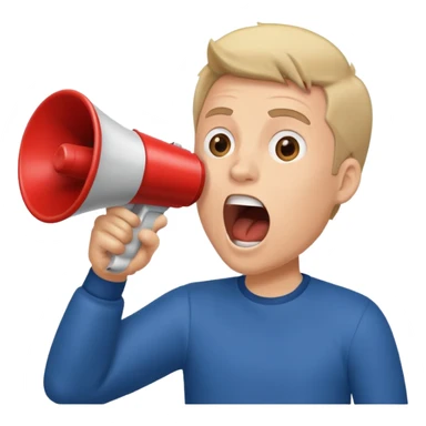 man shouting on megaphone sticker