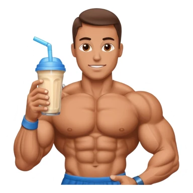 bodybuilder with potein shake sticker