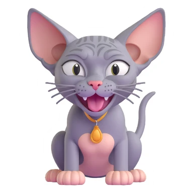 grey sphynx cat laughing with tears sticker