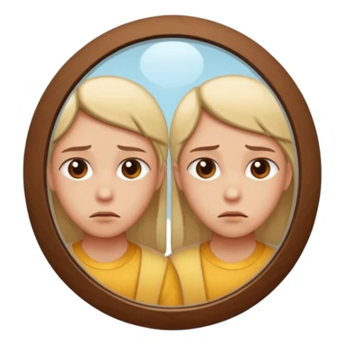 inseguridad corporal: una silueta humana mirando su reflejo con una expresión de duda o tristeza sticker