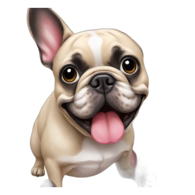 French bulldog with funny face sticker