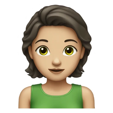 girl with dark brown hair and green eyes sticker