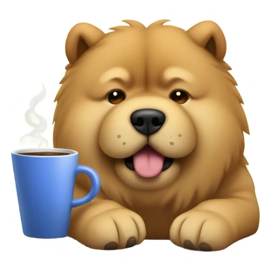 chow chow tired with mug coffee sticker