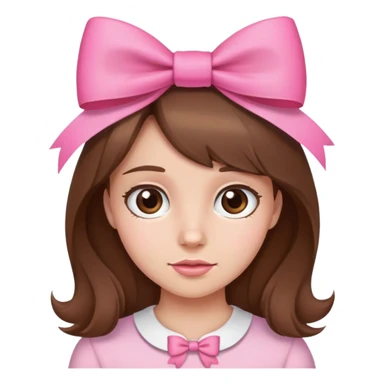 Brown haired girl wearing pink bow sticker