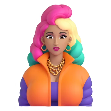 Cardi B with colorful hair sticker