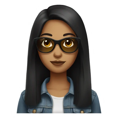 girl with sunglasses black long hair, brown eyes  sticker