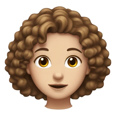 A white girl with a bit curly brown hair, brown eyes sticker