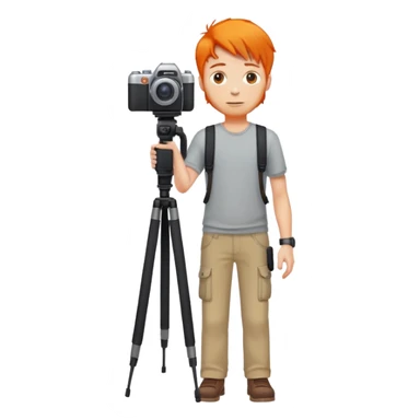 orange hair full body man with camera standing sticker