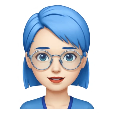 Mujer asombrada con cabello celeste y gafas azules cromadas guiñando un ojo sticker