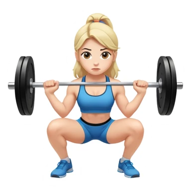 The girl squats with a barbell, it's hard for her sticker