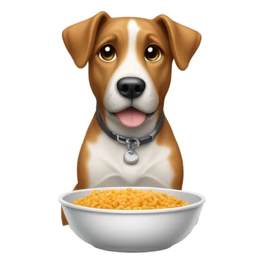 Dog at a table eating dinner  sticker