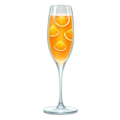 champagne glass with orange fruit sticker