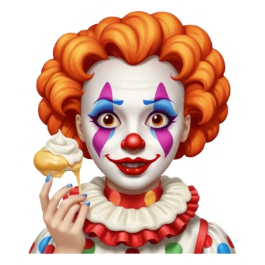 Clown woman gets pied sticker