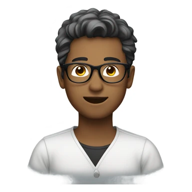 Side profile boy with silver and black hair speaking wearing glasses sticker