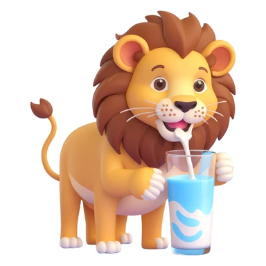 lion drinking milk sticker