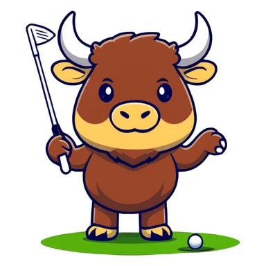 Bison playing golf sticker