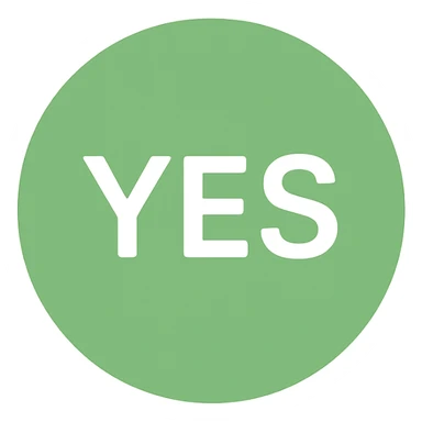 green ball with the word YES written on it, clear readable text, color icon style sticker