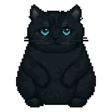 Make this cat black in pixel art style with no background. sticker