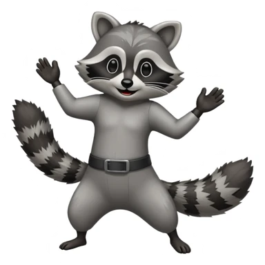 a full body raccoon celebrating / dancing  sticker
