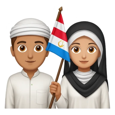 A men and women holding a Druze flag sticker