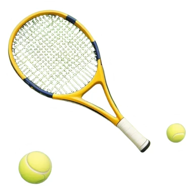 A tennis racket and ball placed on the grass court, with the lines of the court clearly visible in the background. The scene captures the essence of the sport, highlighting the equipment and the vibrant, open atmosphere of a tennis match sticker