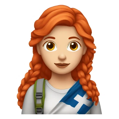 female mountaineer red hair with easter egg and greek flag  sticker
