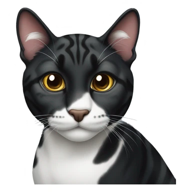 Black tiger cat with white nose sticker