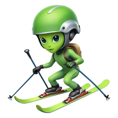 Skiing alien sticker