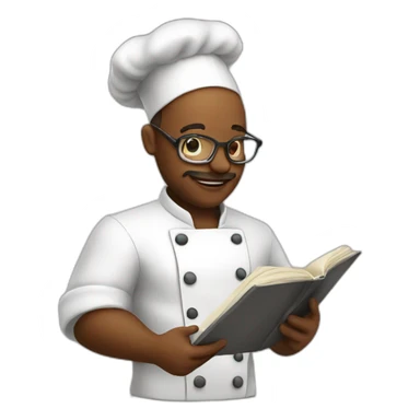chef reading recipe book sticker