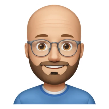 Bald white man with glasses and beard smiling  sticker