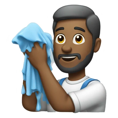 man washing a car sticker