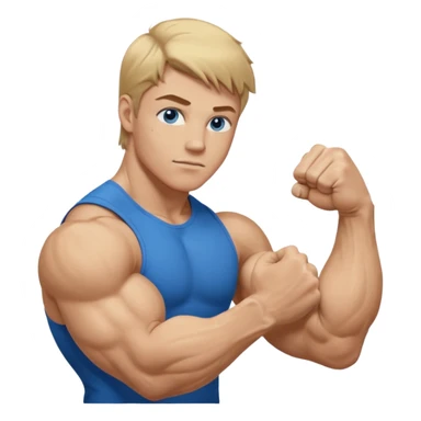 DIRTY BLONDE HAIR BLUE EYES BIG BICEPS FOR ARM WRESTLING YOUNG MAN sticker