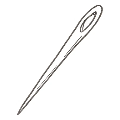 hand drawn outlined sewing needle icon sticker