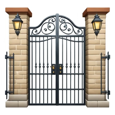 house entrance with iron gate and fence sticker