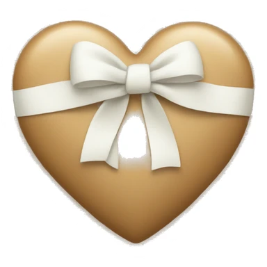 tan heart with a white bow on the right side sticker