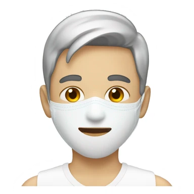 a white boy with a skin care mask on his face sticker