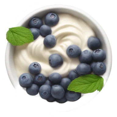 White acai bowl with blueberries , view from top sticker