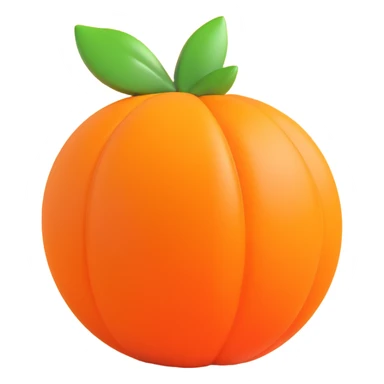 simple orange fruit, 3D, modern, reflective surface, no text sticker