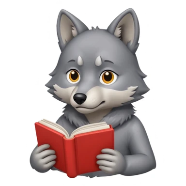 Wolf reading book about love sticker