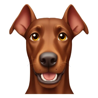 Red Doberman without cropped ears face facing front happy expression  sticker