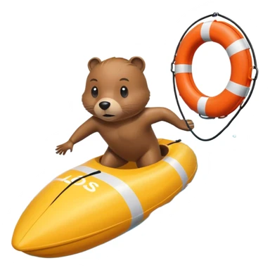 A focused beaver swimmer wearing a racing suit, diving past a floating buoy.


 sticker