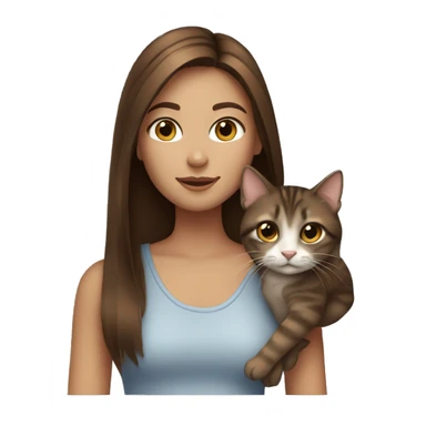 brown straight hair girl with a cat sticker
