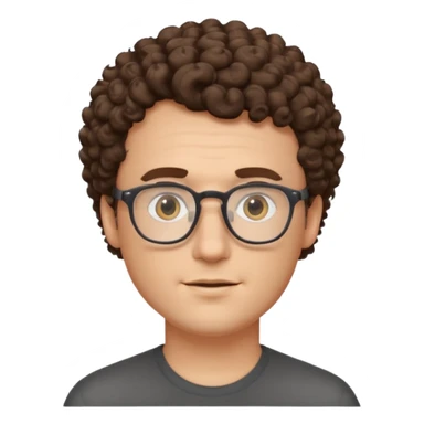 homme blanc, brun cheveux bouclés court avec lunettes et sans barbe sticker