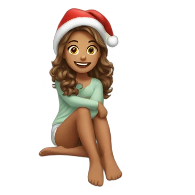 Christmas girl on the bed sticker