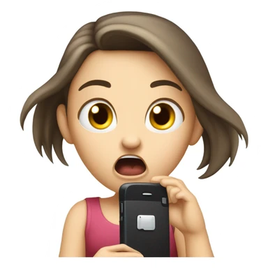 Pale brunette Girl screaming at phone  sticker