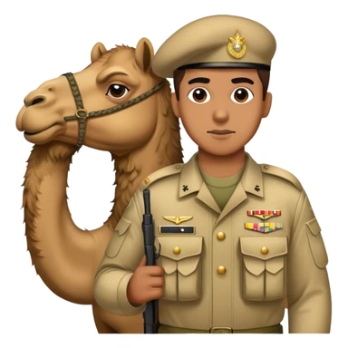 Military man wearing camels sticker