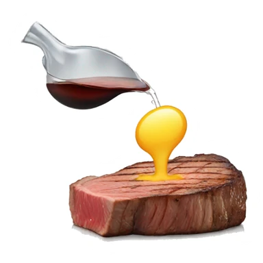 water pouring onto a steak from a glass sticker