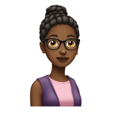 Black girl with bun hair and glasses and big mims sticker