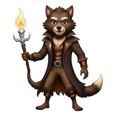 Werewolf from Van Helsing with brown fur, dark brown sequin outfit sticker